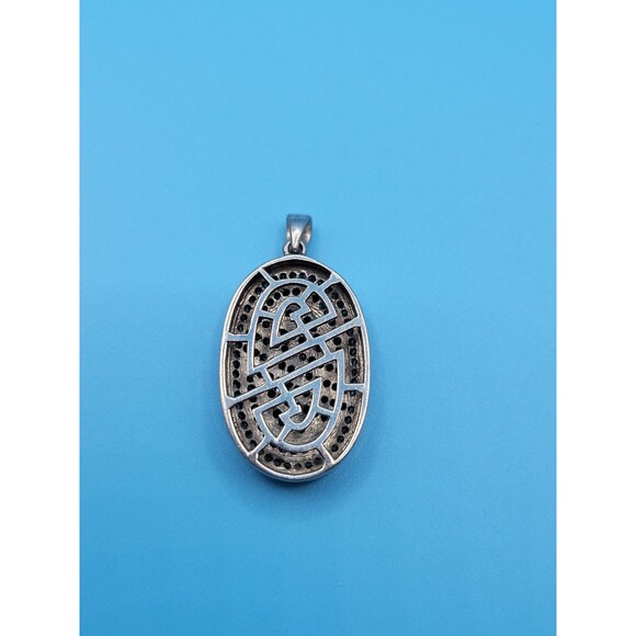 Modern Sterling Silver Oval Swirl Blue Diamond 1.40 ctw Pendant by SJ - Picture 13 of 16